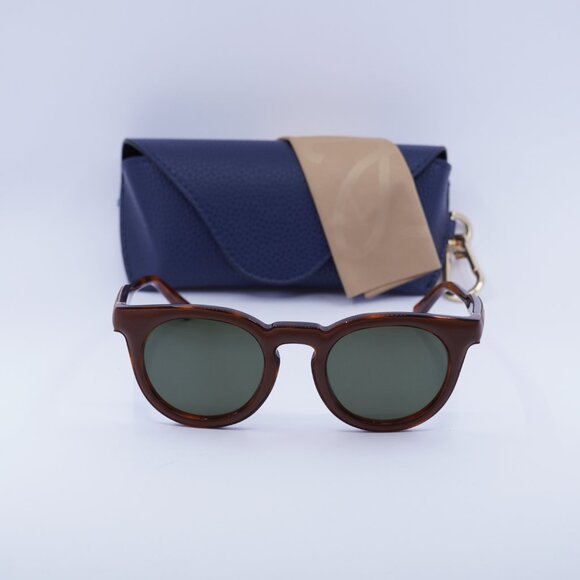 Loewe LW40003U 55N Round Sunglasses - Brown Leather/Brown - Picture 2 of 9